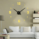 Relógio Mudo de Parede 3D DIY Grande com Números Espelhados Sem Moldura para Decoração de Quarto, Tamanho: 100*100cm, 3M005 (Preto), 3M005 (Dourado), 3M005 (Prateado)