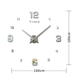Relógio Mudo de Parede 3D DIY Grande com Números Espelhados Sem Moldura para Decoração de Quarto, Tamanho: 100*100cm, 3M005 (Preto), 3M005 (Dourado), 3M005 (Prateado)