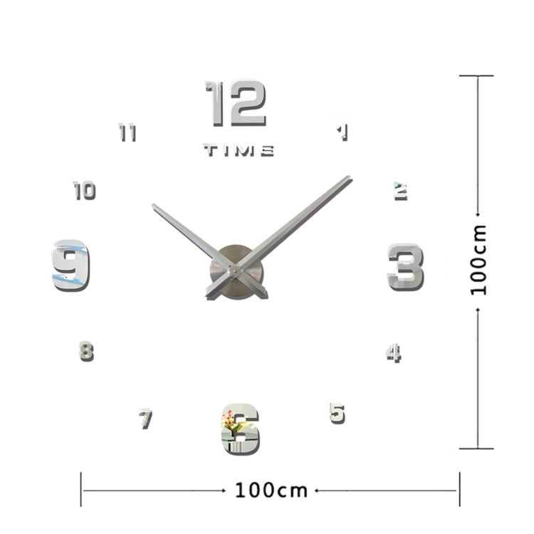 Relógio Mudo de Parede 3D DIY Grande com Números Espelhados Sem Moldura para Decoração de Quarto, Tamanho: 100*100cm, 3M005 (Preto), 3M005 (Dourado), 3M005 (Prateado)