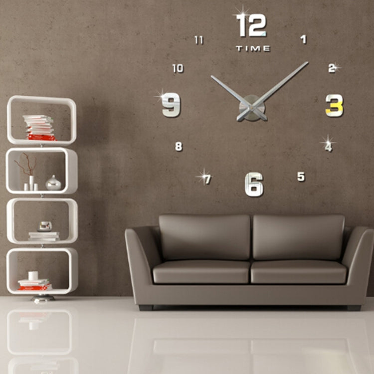 Relógio Mudo de Parede 3D DIY Grande com Números Espelhados Sem Moldura para Decoração de Quarto, Tamanho: 100*100cm, 3M005 (Preto), 3M005 (Dourado), 3M005 (Prateado)