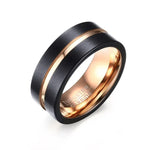 Anel Clássico Masculino Estilo Europa e América em Carboneto de Tungsténio Puro com Revestimento em Ouro Rosa Escovado à Mão, Tamanho: 7 Diâmetro: 17,4mm, Perímetro: 55mm, Tamanho: 7
