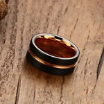 Anel Clássico Masculino Estilo Europeu e Americano em Carboneto de Tungsténio Puro com Acabamento Escovado e Banhado a Ouro Rosa, Tamanho: 12, Diâmetro: 21,5 mm, Perímetro: 67,5 mm, Tamanho: 12