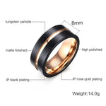Anel Clássico Masculino Estilo Europeu e Americano em Carboneto de Tungsténio Puro com Acabamento Escovado e Banhado a Ouro Rosa, Tamanho: 12, Diâmetro: 21,5 mm, Perímetro: 67,5 mm, Tamanho: 12