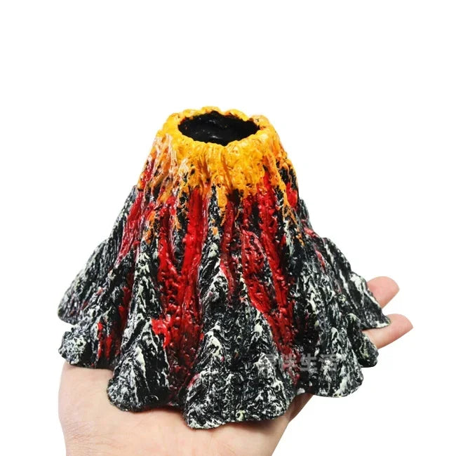 Decoração de Aquário com Planta Artificial, Grama, Rocha Vulcânica, Paisagem de Rocha Criativa em Resina, Bomba de Ar para Aquário, Tamanho: L, 15*9.5*3.3 cm
