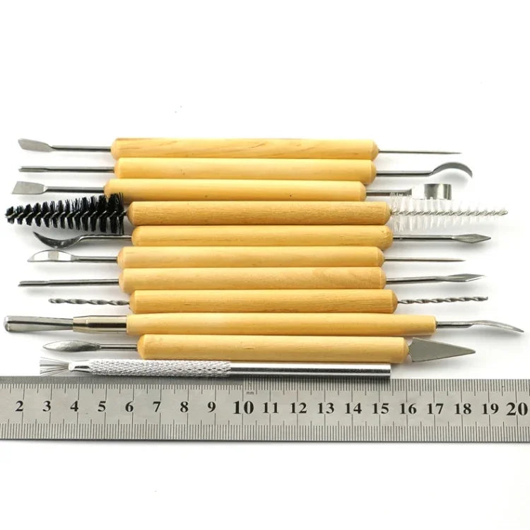 Conjunto de 11 em 1 de Cortadores de Argila de Madeira para DIY, Faca Utilitária para Escultura em Argila