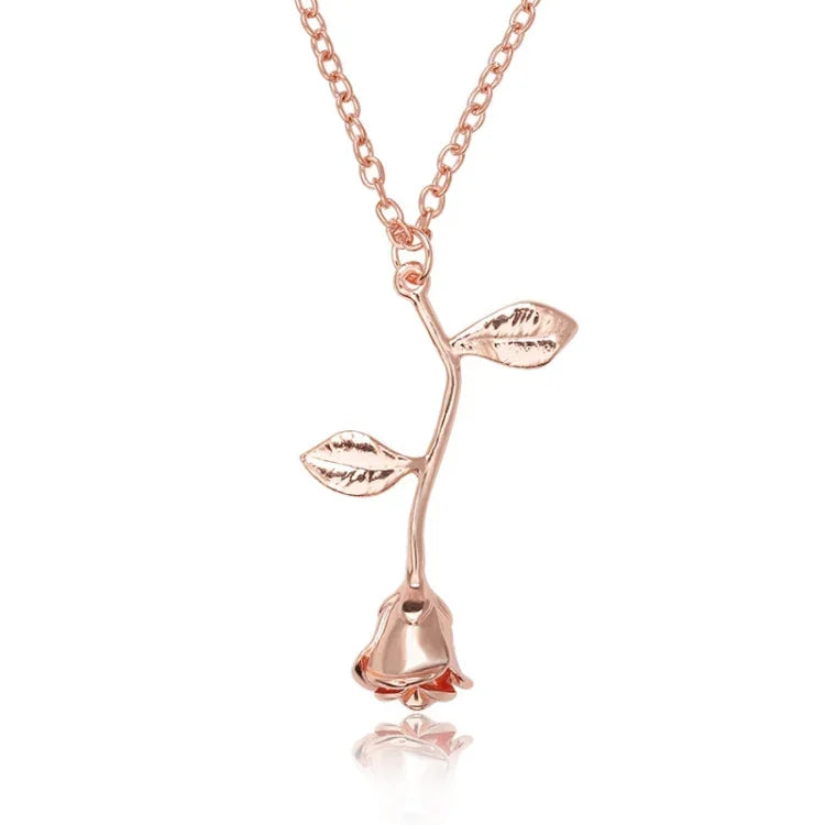 Colar com Pendente de Flor de Rosa Presente para o Dia dos Namorados, Comprimento da Corrente: 45cm