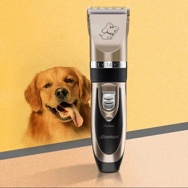 Tesoura Elétrica Profissional para Animais P2 110-240V com Lâminas de Cerâmica e Titânio, Máquina de Cortar Pelo para Animais com Quatro Pentes, Tesoura de Cerâmica e Titânio