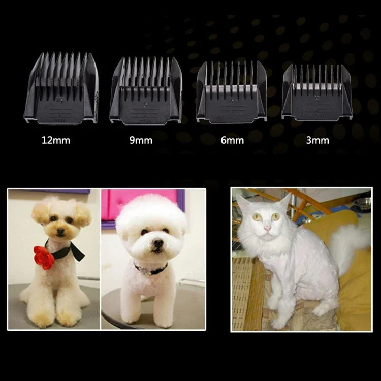 Tesoura Elétrica Profissional para Animais P2 110-240V com Lâminas de Cerâmica e Titânio, Máquina de Cortar Pelo para Animais com Quatro Pentes, Tesoura de Cerâmica e Titânio
