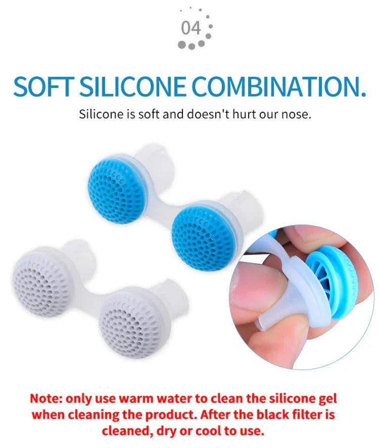 2 Purificadores de Ar Anti-Ronco 2 em 1 em ABS e Silicone
