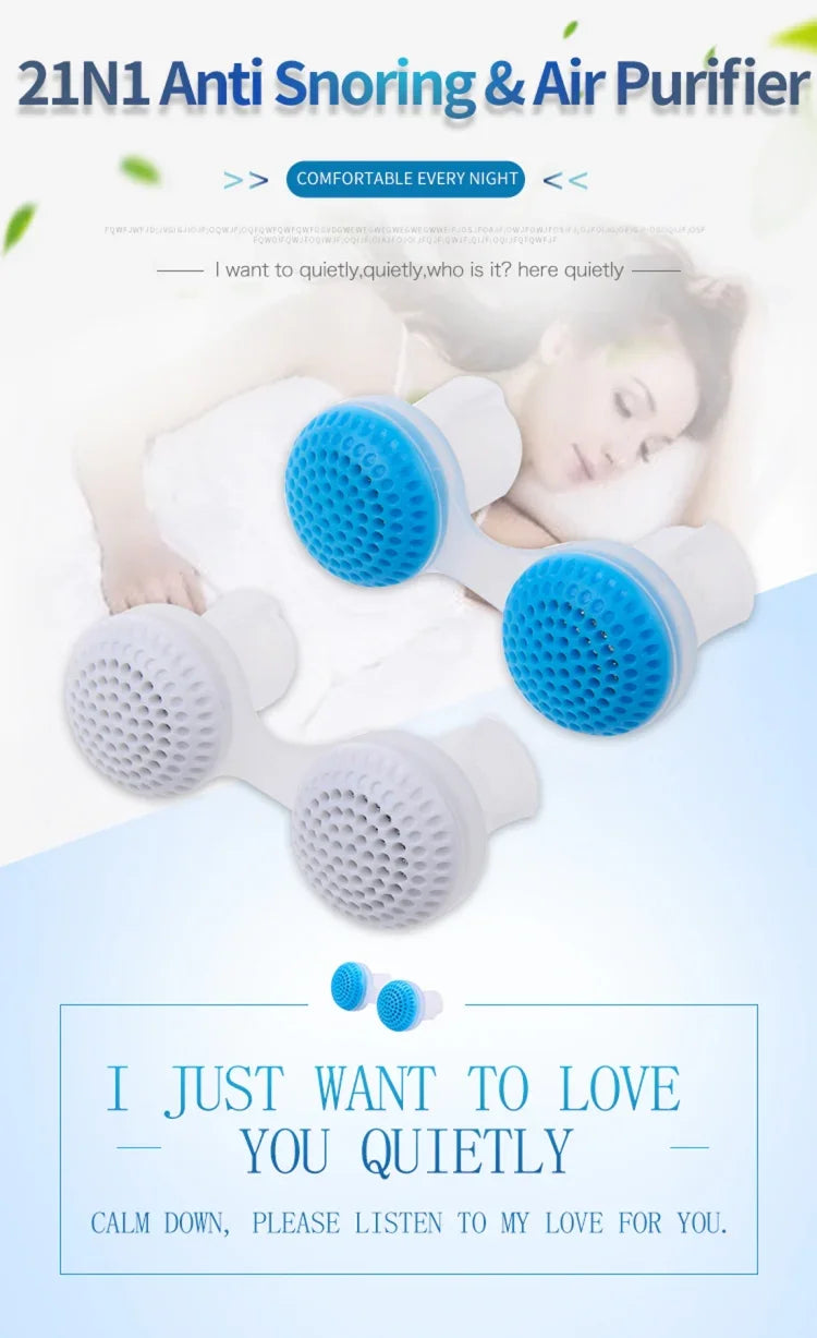 2 Purificadores de Ar Anti-Ronco 2 em 1 em ABS e Silicone