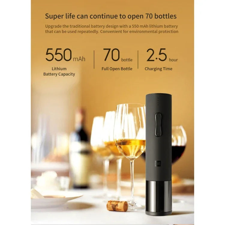 Kit Original Xiaomi Youpin Huohou para Garrafa de Vinho Automático, Saca-Rolhas Elétrico com Cortador de Cápsulas, Saca-Rolhas