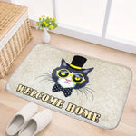 Tapete de Porta com Padrão de Gato e Cão em Flanela, Tapete Retangular para Casa de Banho, Sala e Quarto, Antiderrapante, Tamanho: 50*80cm, Padrão: Gato Tamanho: 50*80cm