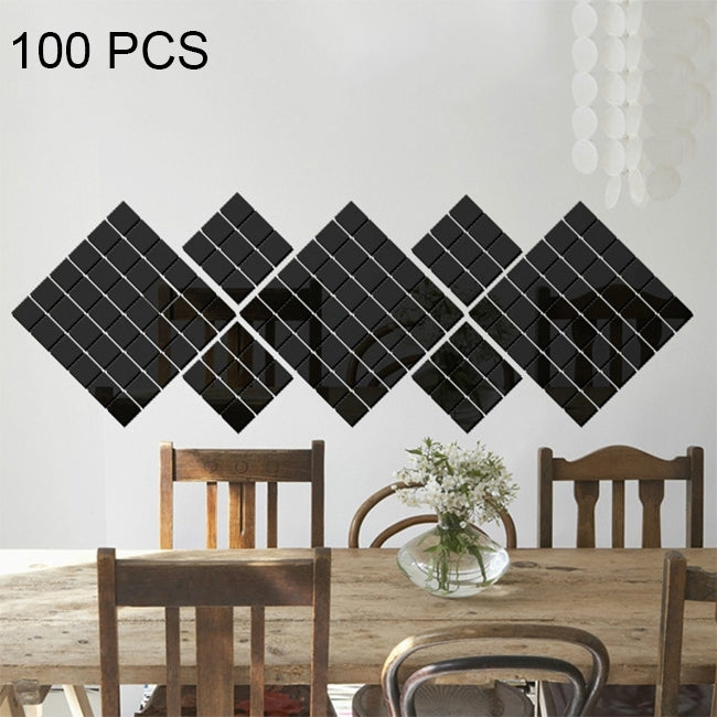 100 Peças de Autocolantes de Parede em Acrílico com Mosaico de Cristal Quadrado 3D, Fundo Criativo para Sala de Estar, Tamanho: 2*2cm, Cor: Preto, Cor: Dourado, Cor: Prateado