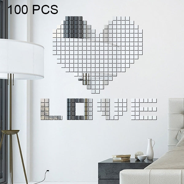 100 PCS Adesivos de Parede em Acrílico com Mosaico de Espelho Cristal Quadrado Estéreo, Fundo Criativo para Sala de Estar, Tamanho: 4*4cm, Cor: Preto, Tamanho: 4*4 Cor: Dourado, Tamanho: 4*4 Cor: Prateado