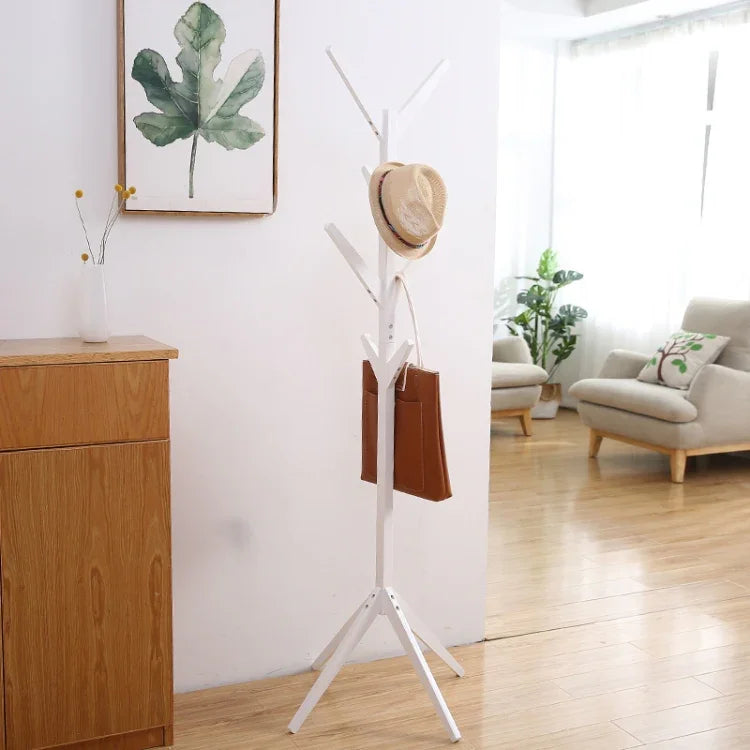 Cabideiro de Chão Criativo em Madeira Maciça em Forma de Árvore, Tamanho: 175x45x45 cm, 175x45x45 cm (Café Escuro), 175x45x45 cm (Branco), 175x45x45 cm (Madeira)