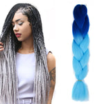 Perucas de Trança Individual com Gradiente de Cor na Moda, Fibra Química, Tranças Grandes, Comprimento: 60cm (18Azul Marinho+Azul Céu), 01, 02, 03, 06, 08, 15, 16, 17, 18, 26, 27, 28, 29, 54, 59