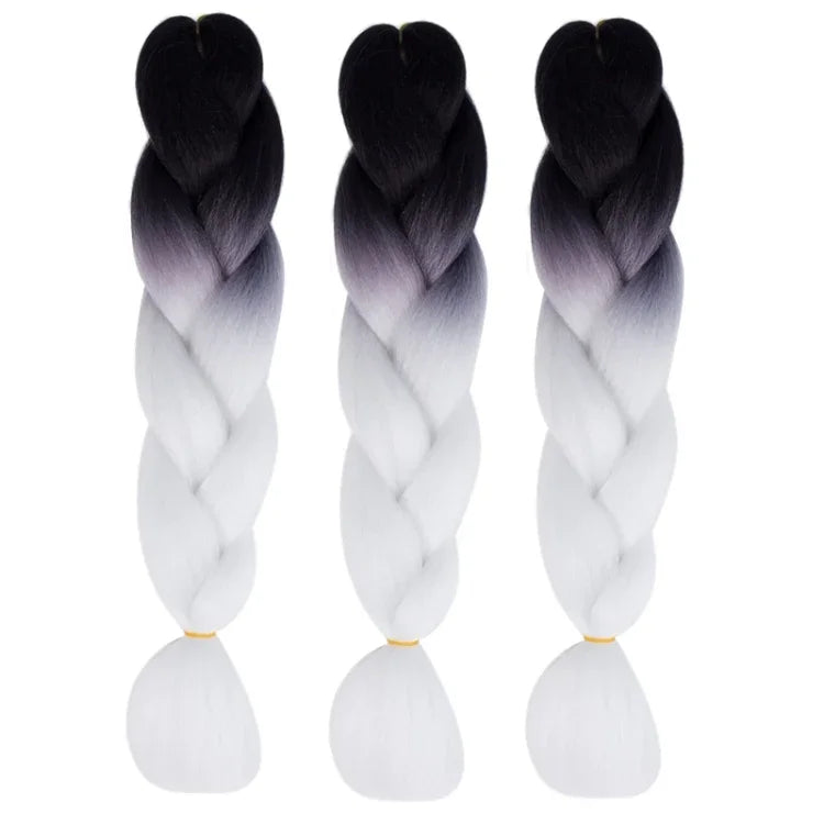 Perucas de Trança Individual com Gradiente de Cor da Moda Fibra Química Tranças Grandes, Entrega de Cor Aleatória, Comprimento: 60cm, Entrega de Cor Aleatória