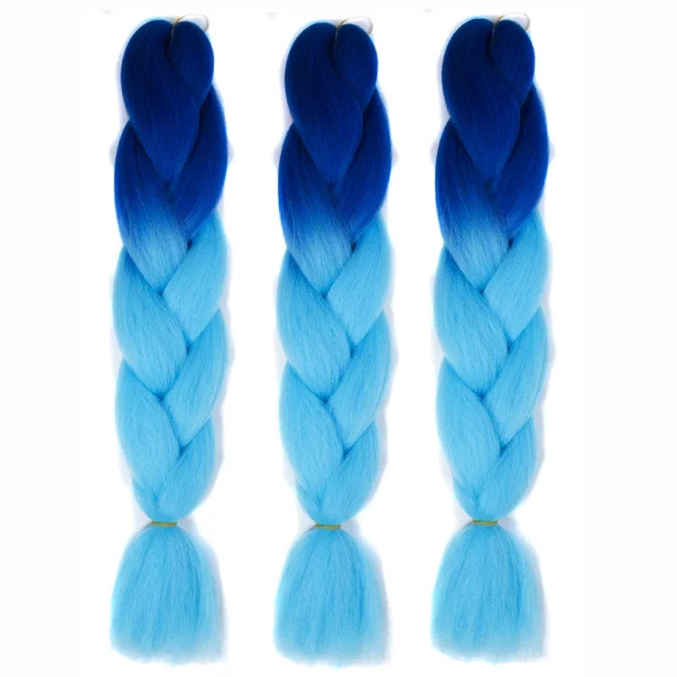 Perucas de Trança Individual com Gradiente de Cor da Moda Fibra Química Tranças Grandes, Entrega de Cor Aleatória, Comprimento: 60cm, Entrega de Cor Aleatória