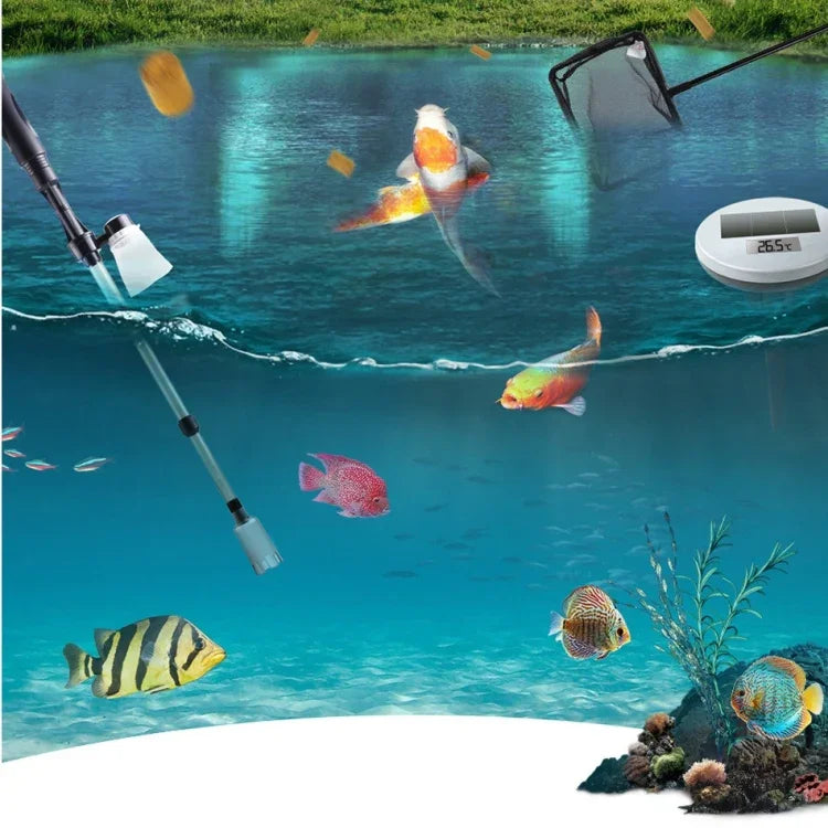 Filtro de Água Eléctrico Multifuncional Ajustável em Comprimento para Limpeza de Tanques de Peixes, Multifuncional