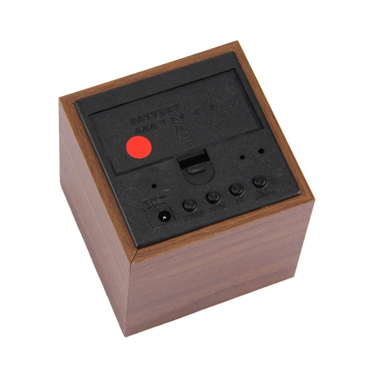 Relógio de Mesa de Madeira com Ecrã Digital LED, Alarme com Exibição de Hora, Data e Temperatura, Relógio de Madeira