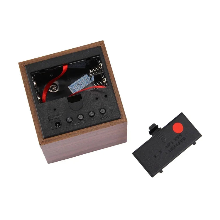 Relógio de Mesa de Madeira com Ecrã Digital LED, Alarme com Exibição de Hora, Data e Temperatura, Relógio de Madeira