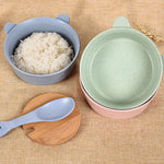 Kit de Tigelas + Colher com Materiais de Espiga de Trigo para Bebé Balcherlam, Entrega de Cor Aleatória, Kit de Tigelas + Colher