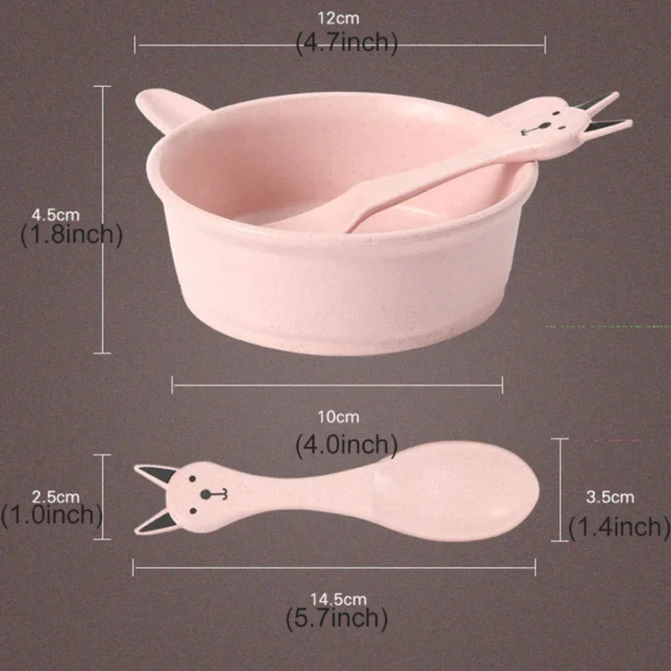 Kit de Tigelas + Colher com Materiais de Espiga de Trigo para Bebé Balcherlam, Entrega de Cor Aleatória, Kit de Tigelas + Colher