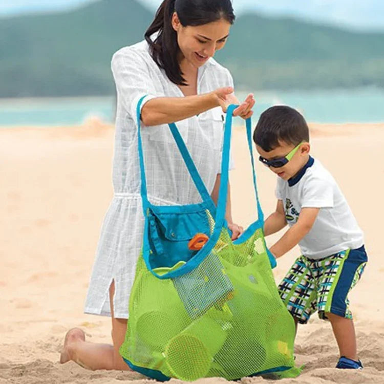 Bolsa de Armazenamento Rápido Portátil para Brinquedos de Drenagem de Praia para Crianças em Malha, Tamanho L