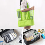 Portable Double Layer Mesh Sport Duffel Beach Picnic Shoulder Storage Bag Handbag, Double Layer Handbag(Blue), Double Layer Handbag(Green)