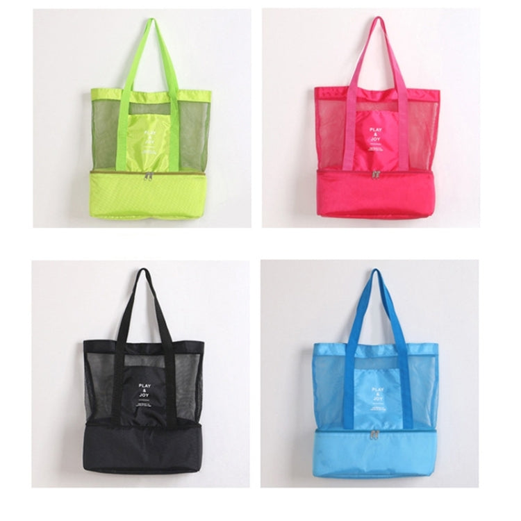 Mala Desportiva de Malha de Duas Camadas Portátil para Praia e Piquenique, Bolsa de Ombro, Mala de Duas Camadas (Verde), Mala de Duas Camadas (Azul)