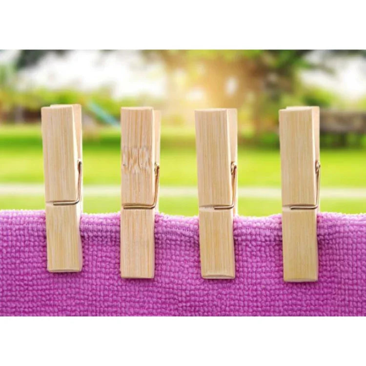 100pcs Mini Pregador Multifuncional de Bambu para Roupa, Foto, Papel, Varal de Lavandaria, Clip de Suspensão, Bambu
