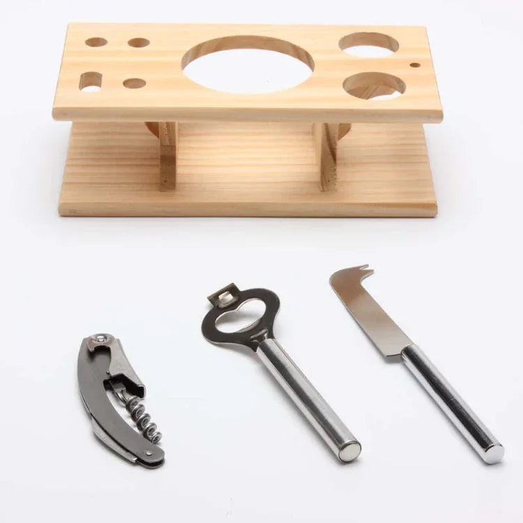 Conjunto de Ferramentas para Cocktail 9 em 1 em Aço Inoxidável com Suporte de Madeira, Capacidade: 750ml, 750ml