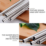 5pcs Reusable Stainless Steel Straight Drinking Straw + Cleaner Brush Set Kit,  215*6mm, 215*6mm (Straight)