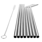 Conjunto de 5 Palhinhas Reutilizáveis em Aço Inoxidável Curvadas + Escova de Limpeza, 215*8mm, 215*8mm (Curvada)