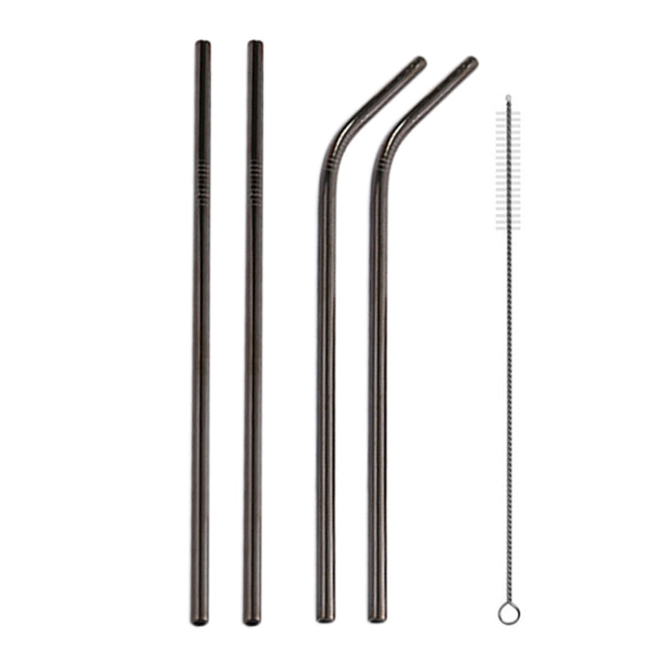 Conjunto de 4 Palhinhas Reutilizáveis em Aço Inoxidável + Escova de Limpeza, 215*8mm, 215*8mm (Combinado)