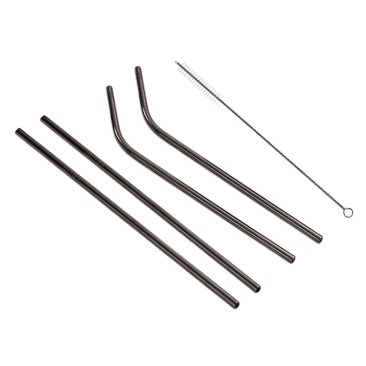Conjunto de 4 Palhinhas Reutilizáveis em Aço Inoxidável + Escova de Limpeza, 266*6mm, 266*6mm (Combinação)