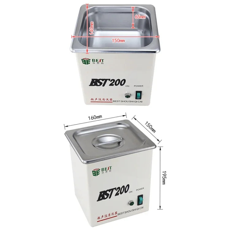 BEST-200 Limpeza Ultrassónica em Aço Inoxidável 1.5L (Voltagem 220V), BEST-200 1.5L