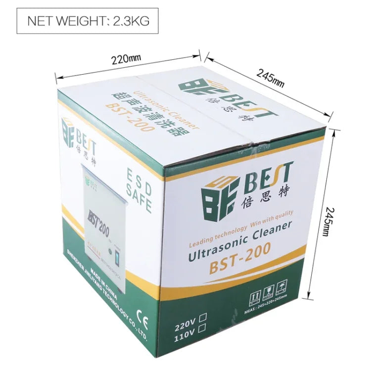 BEST-200 Limpeza Ultrassónica em Aço Inoxidável 1.5L (Voltagem 220V), BEST-200 1.5L
