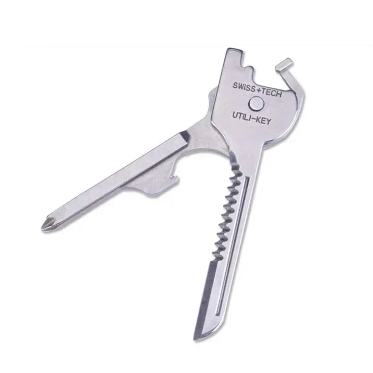 Chaveiro Multi-funções 6 em 1 em Aço Inoxidável SWISS+TECH, Mini Ferramentas Dobráveis