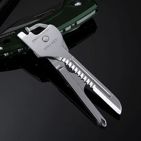 Chaveiro Multi-funções 6 em 1 em Aço Inoxidável SWISS+TECH, Mini Ferramentas Dobráveis