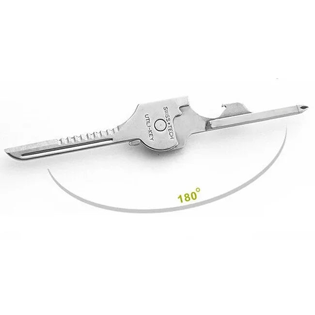 Chaveiro Multi-funções 6 em 1 em Aço Inoxidável SWISS+TECH, Mini Ferramentas Dobráveis