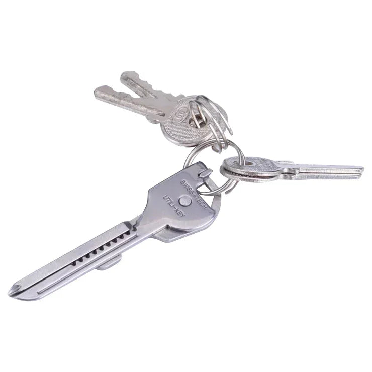 Chaveiro Multi-funções 6 em 1 em Aço Inoxidável SWISS+TECH, Mini Ferramentas Dobráveis