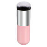 Pincéis de Maquilhagem com Cabo Curto de Madeira, Cabeça Redonda Grande para Base em Pó, Pincel Redondo Cheio, Ferramentas para BB Cream, Cabeça Redonda Grande Rosa, Cabeça Redonda Grande Branca