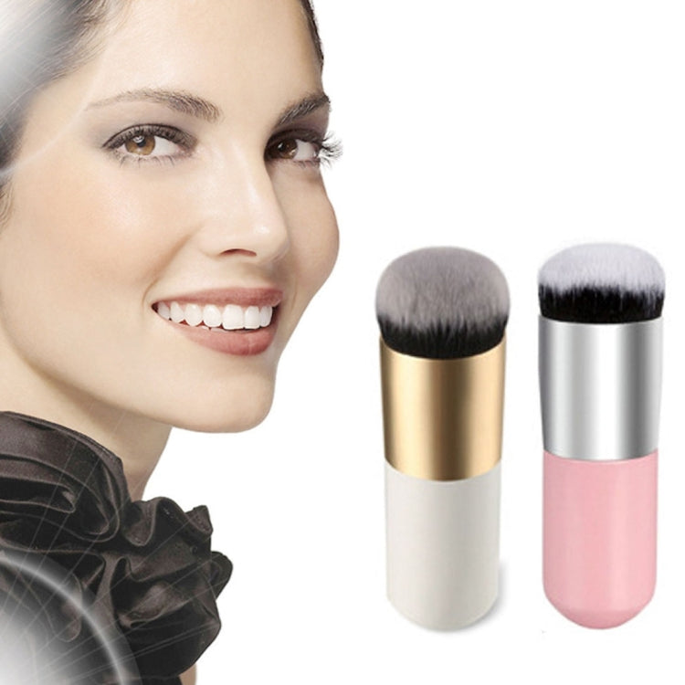 Pincéis de Maquilhagem com Cabo Curto de Madeira, Cabeça Redonda Grande para Base em Pó, Pincel Redondo Cheio, Ferramentas para BB Cream, Cabeça Redonda Grande Rosa, Cabeça Redonda Grande Branca