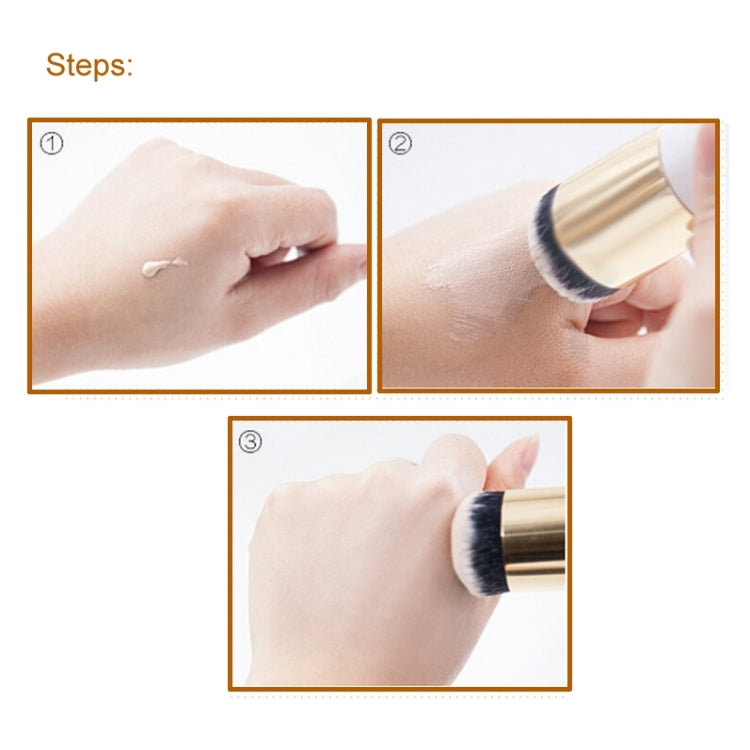 Pincéis de Maquilhagem com Cabo Curto de Madeira, Cabeça Redonda Grande para Base em Pó, Pincel Redondo Cheio, Ferramentas para BB Cream, Cabeça Redonda Grande Rosa, Cabeça Redonda Grande Branca