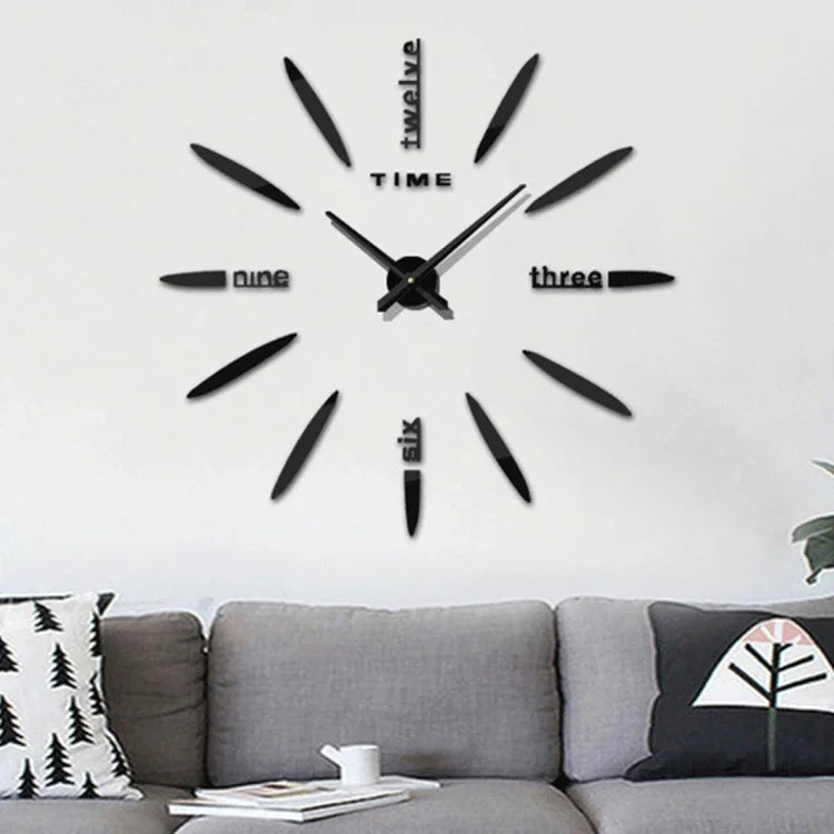 Relógio de Parede com Adesivo DIY de Espelho 3D Grande para Decoração de Quarto, Tamanho: 100*100cm, 3M003 (Preto), 3M003 (Prateado)