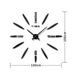 Relógio de Parede com Adesivo DIY de Espelho 3D Grande para Decoração de Quarto, Tamanho: 100*100cm, 3M003 (Preto), 3M003 (Prateado)