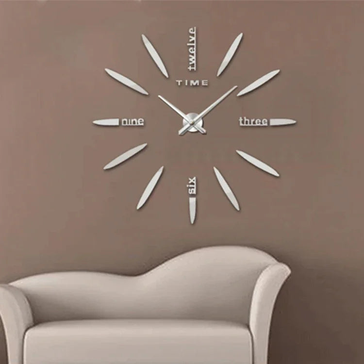 Relógio de Parede com Adesivo DIY de Espelho 3D Grande para Decoração de Quarto, Tamanho: 100*100cm, 3M003 (Preto), 3M003 (Prateado)