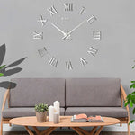 Relógio de Parede Grande DIY Sem Moldura com Algarismos Romanos para Decoração de Quarto e Casa, Silencioso, Tamanho: 100*100cm, M011 (Preto), M011 (Dourado), M011 (Prateado)
