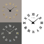 Relógio de Parede Grande DIY Sem Moldura com Algarismos Romanos para Decoração de Quarto e Casa, Silencioso, Tamanho: 100*100cm, M011 (Preto), M011 (Dourado), M011 (Prateado)